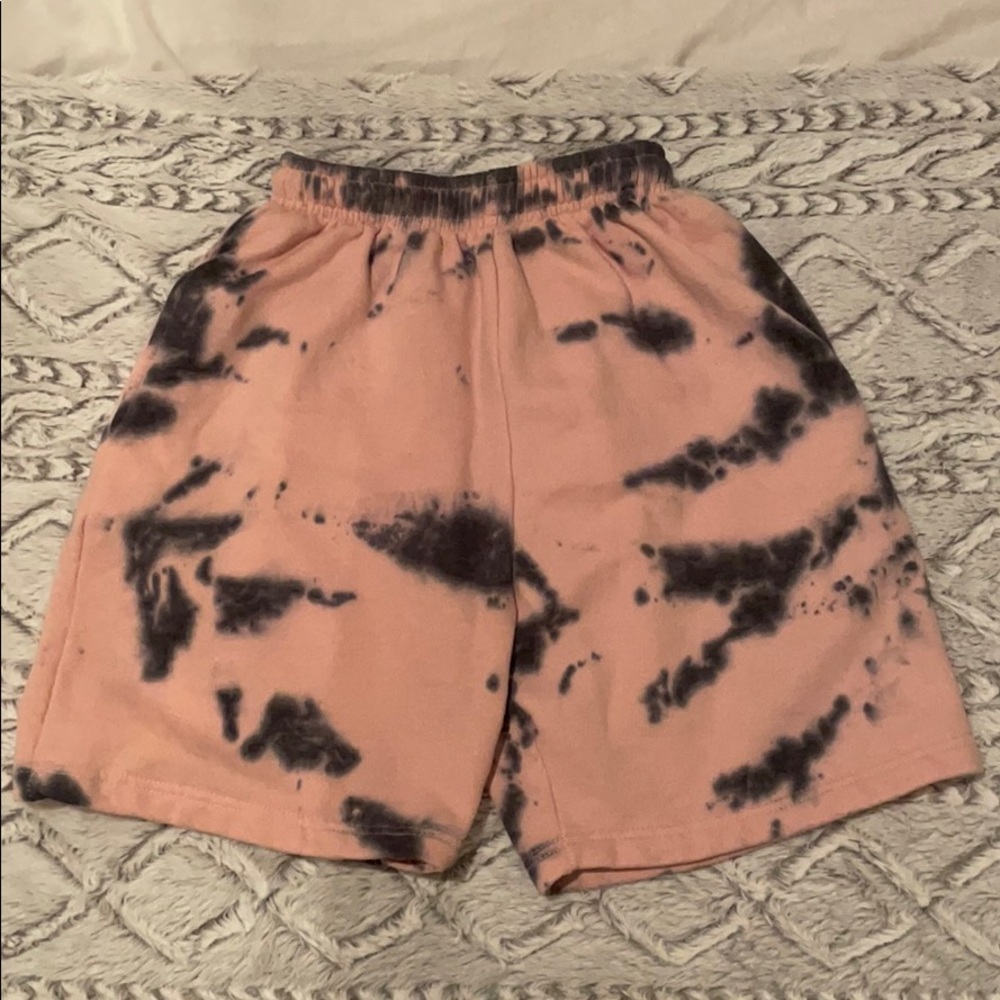 PLT pink acid wash sweat shorts